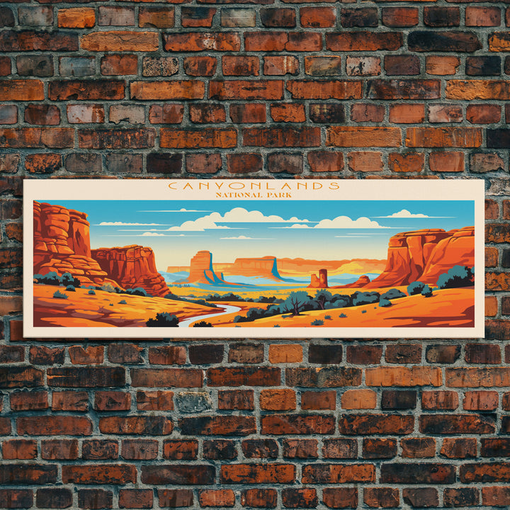 Canyonlands National Park, Panoramic Utah Travel Art, National Park Print, Minimalist Travel Art, Midcentury Modern Style Landscape