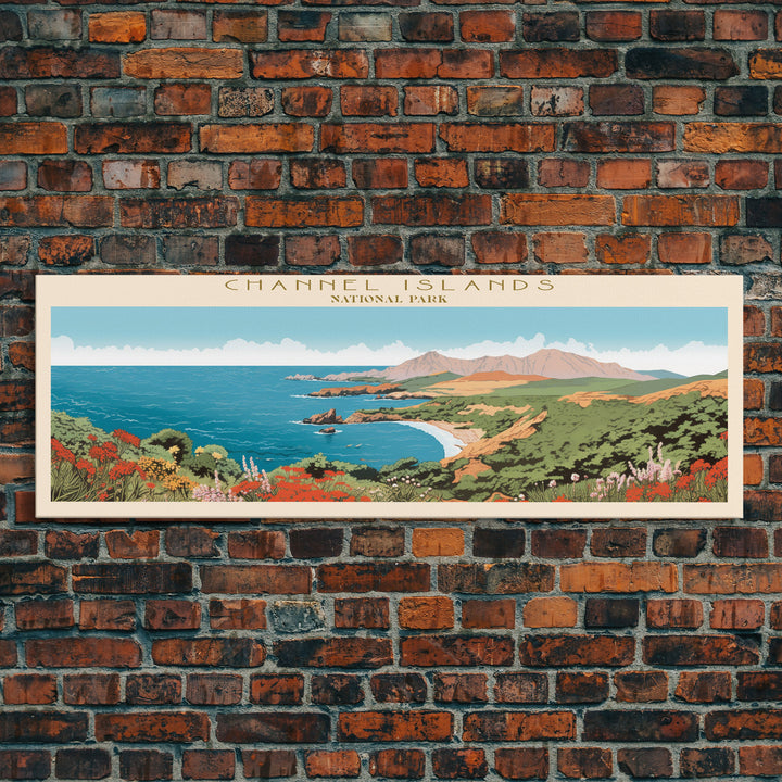 Channel Islands National Park Panoramic California Travel Art, National Park Print, Minimalist Travel Art, Midcentury Modern Style Landscape