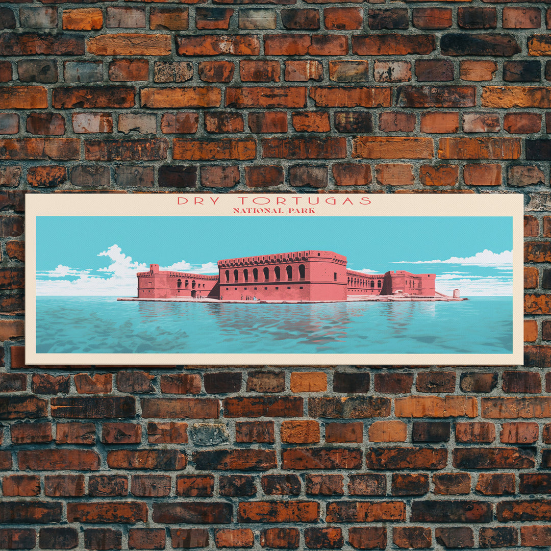 Dry Tortugas National Park, Panoramic Florida Travel Art, National Park Print, Minimalist Travel Art, Midcentury Modern Style Landscape