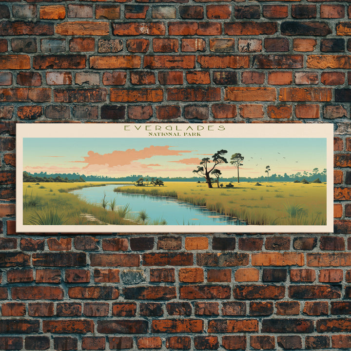 Everglades National Park, Panoramic Florida Travel Art, National Park Print, Minimalist Travel Art, Midcentury Modern Style Landscape