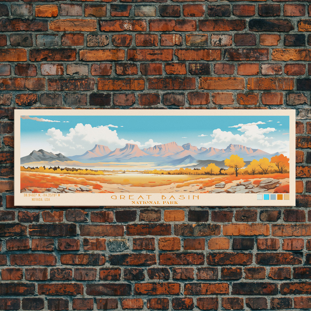 Great Basin National Park, Panoramic Nevada Travel Art, National Park Print, Minimalist Travel Art, Midcentury Modern Style Landscape