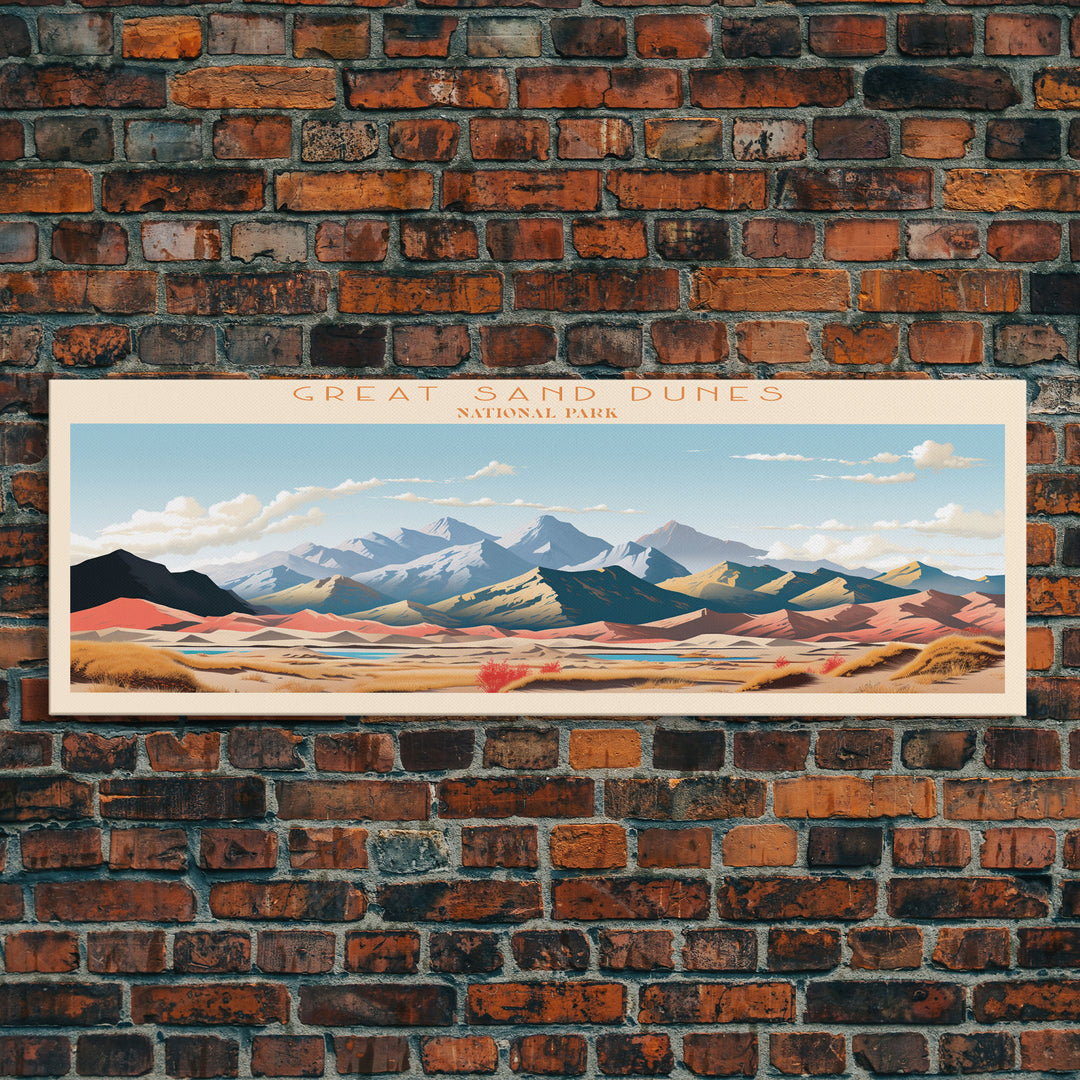 Great Sand Dunes National Park, Panoramic Colorado Travel Art, National Park Print, Minimalist Travel Art, Midcentury Modern Style Landscape