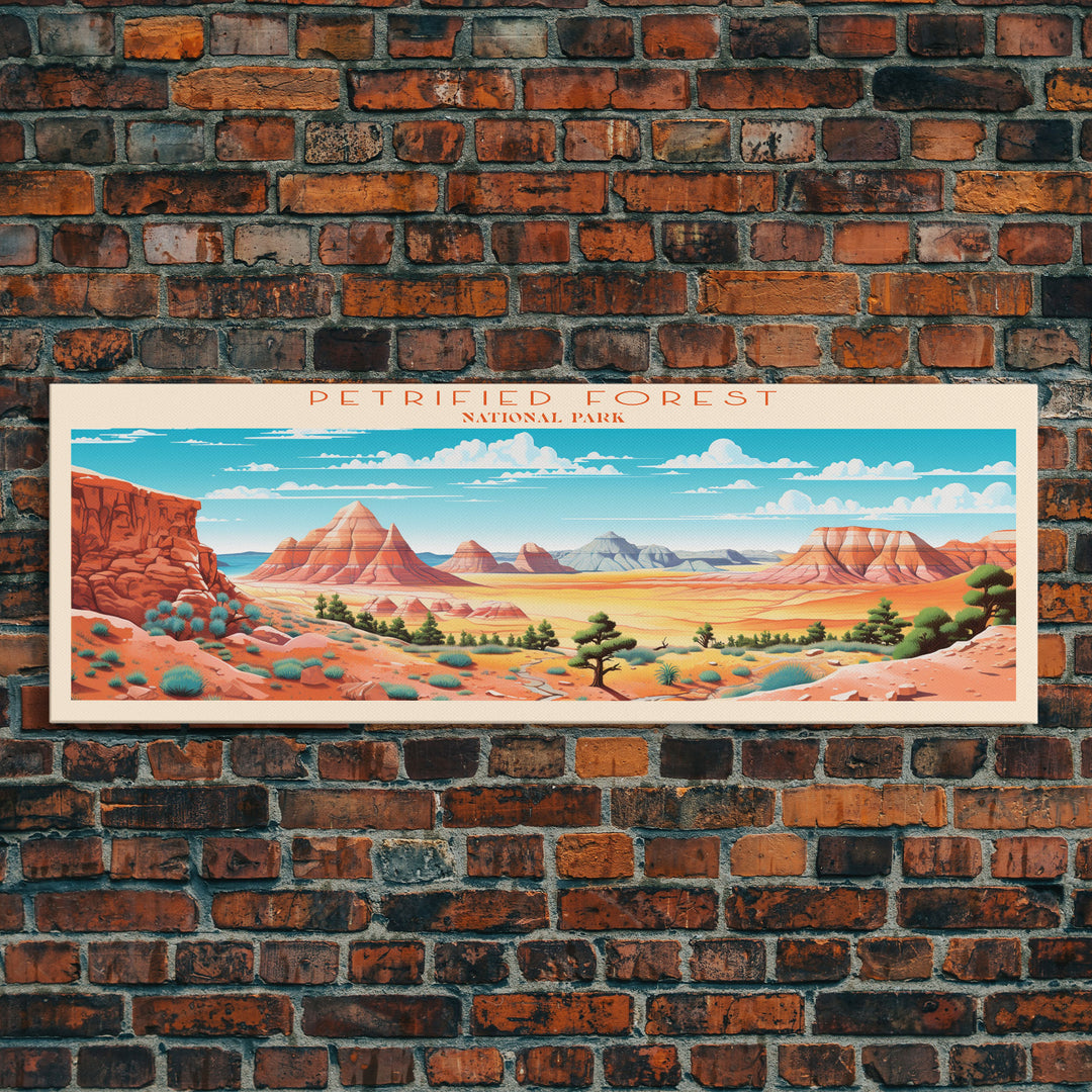 Petrified Forest National Park Panoramic Arizona Travel Art, National Park Print, Minimalist Travel Art, Midcentury Modern Style Landscape