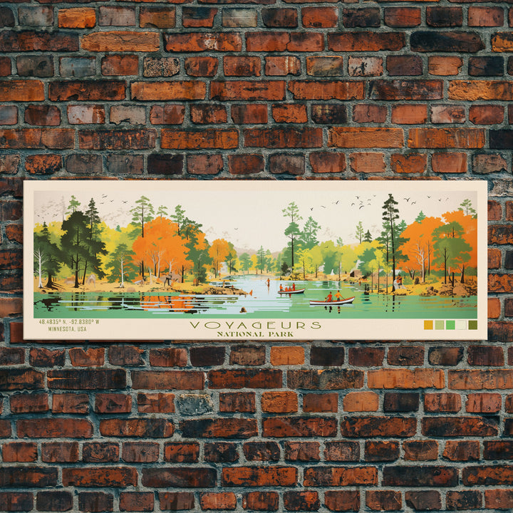 Voyageurs National Park Panoramic Minnesota Travel Art, National Park Print, Minimalist Travel Art, Midcentury Modern Style Landscape