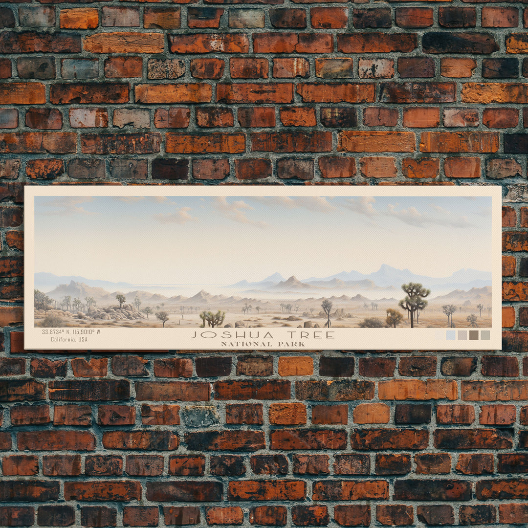 Joshua Tree National Park Panoramic California Travel Art, National Park Print, Minimalist Travel Art, Subdued Watercolor Painting Panoramic