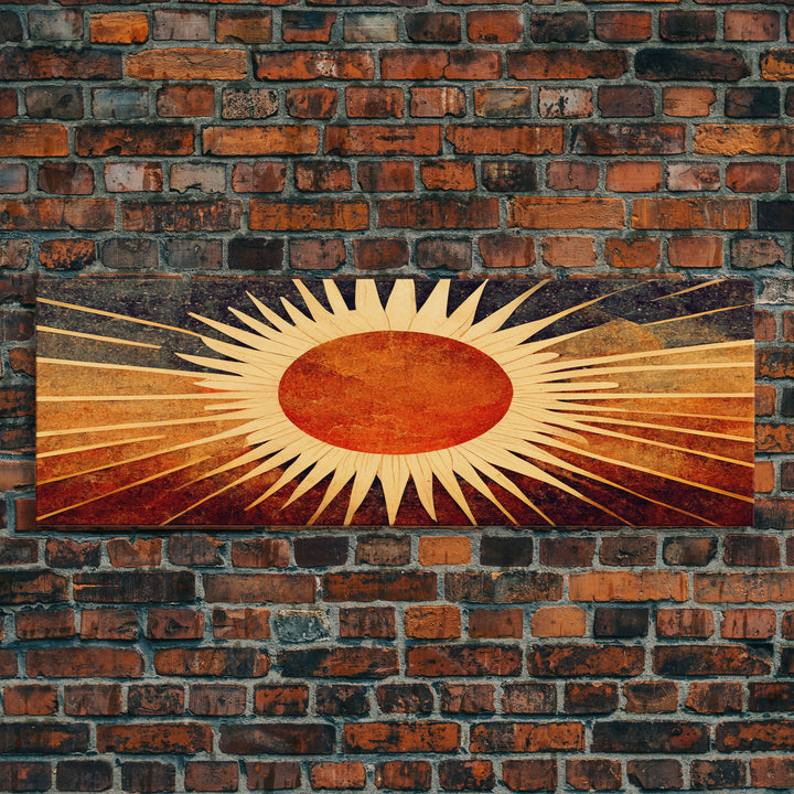 Art Deco Sunburst Wall Art, Ready To Hang Canvas Print, Panoramic Art, Art Deco Wall Decor, Above Bed, Above Couch, Above Sofa