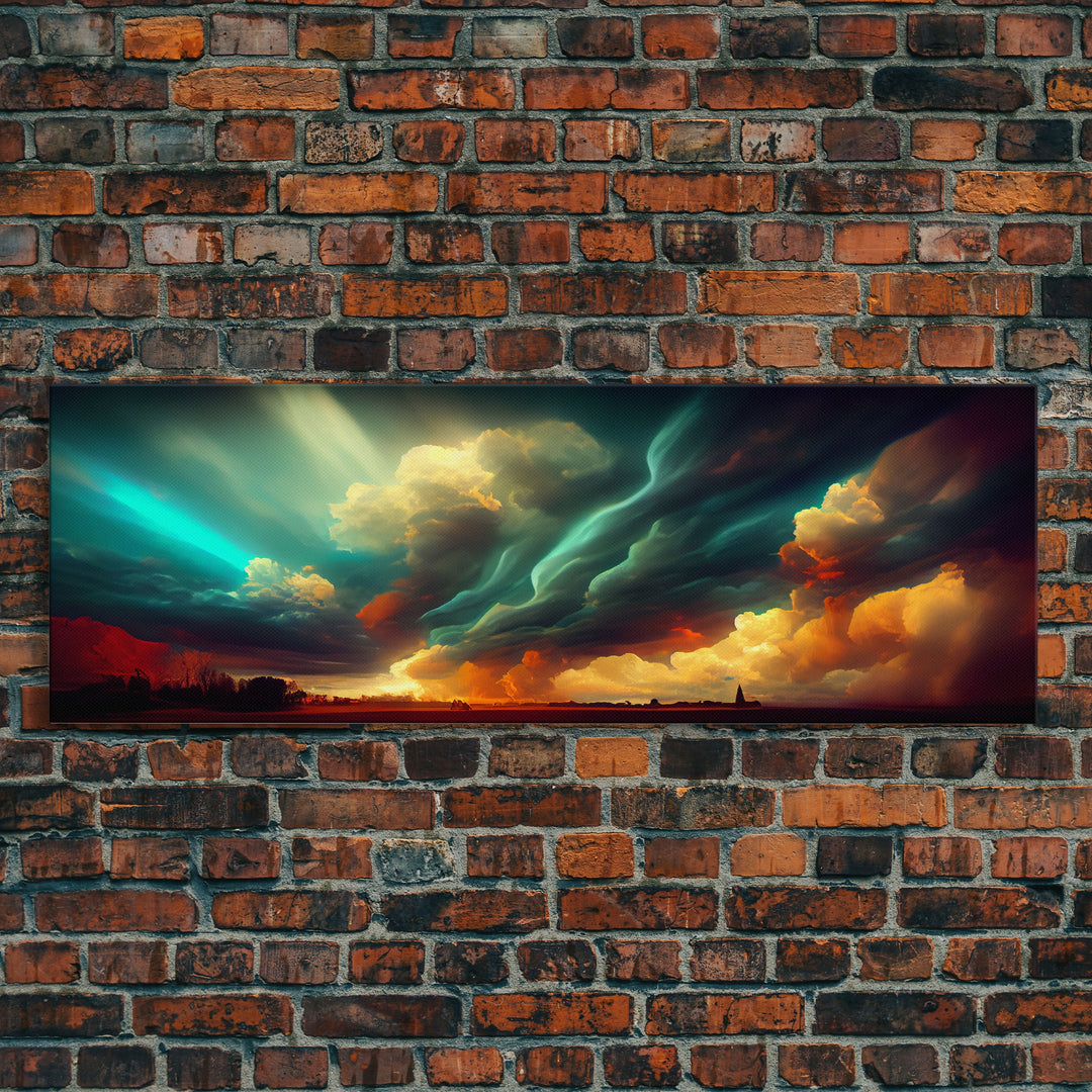 A Rain Storm, Texas Art, Framed Canvas Print, Panoramic Wall Art, Extra Large Art, Huge Wall Art, Above Couch / Sofa Living Room Art