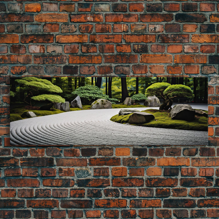 Zen Garden Art, Framed Canvas Print, Meditation Center Wall Decor, Lobby Art, Entryway Decor, Calming Meditation Art