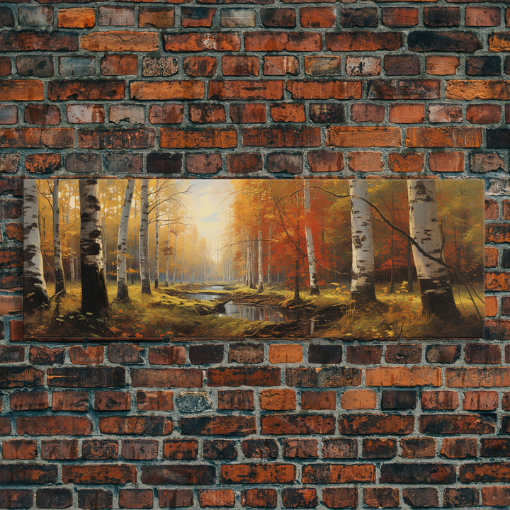 The Birch Trees, Autumn Forest, Autumn Centerpiece, Fall Decor, Fall Centerpiece Wall Art, Center Piece Art, Panoramic Wall Art