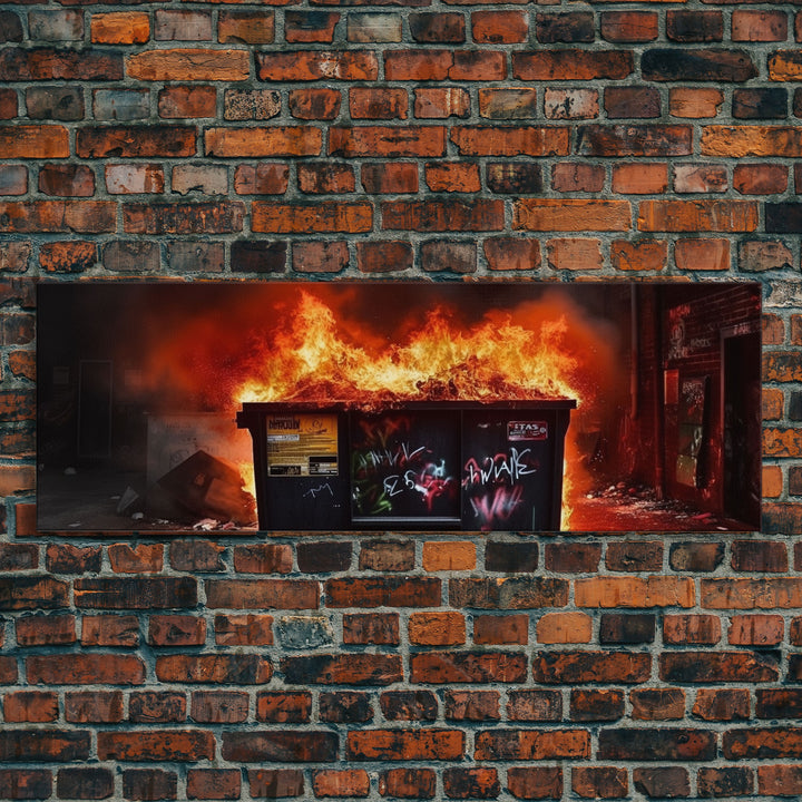 A Dumpster Fire, Panoramic Canvas Print, Wall Art, Living Room Wall Art