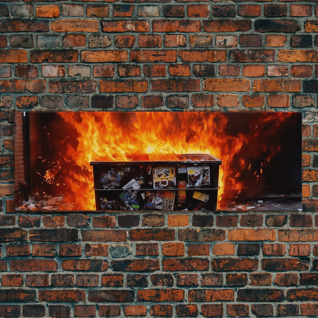 This Is Fine, It's Just A Dumpster Fire, Funny Wall Art, Framed Canvas Print