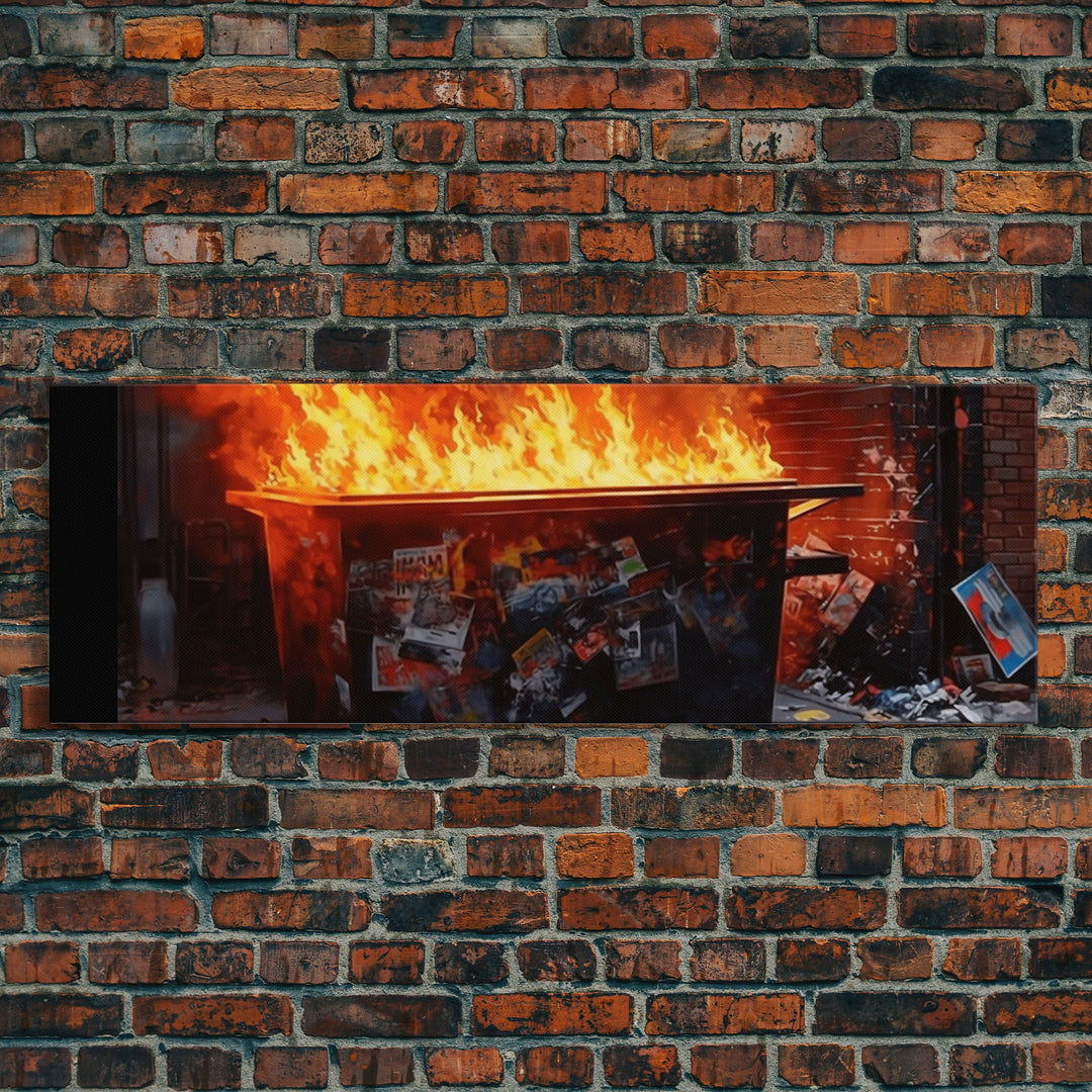 A Dumpster Fire, Canvas Wall Art, Modern Art, Urban Art, Wall Print