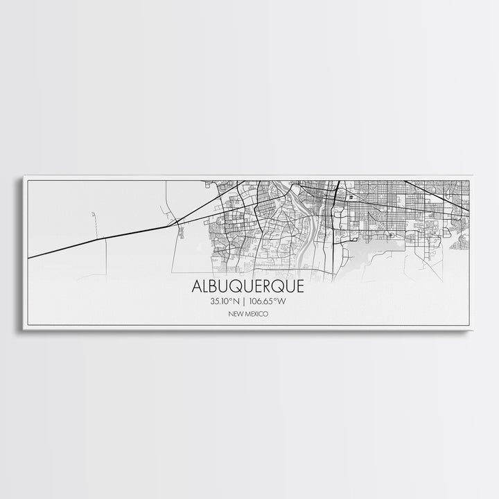 Panoramic Albuquerque City Map, New Mexico Art, Map Print, Minimalist Wall Art, Canvas Art, Housewarming Gift, Street Map Art, Closing Gift