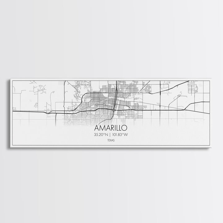 Panoramic Amarillo City Map, Texas Art, Map Print, Minimalist Wall Art, Canvas Art, Housewarming Gift, Street Map Art, Closing Gift