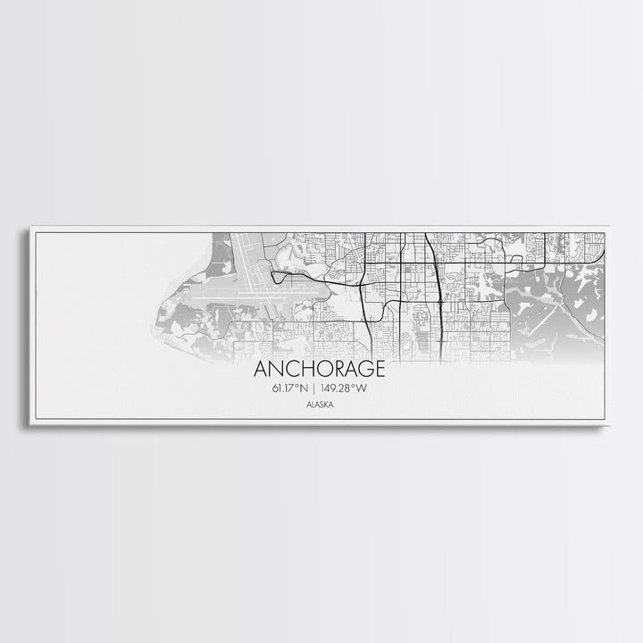 Panoramic Anchorage City Map, Alaska Art, Map Print, Minimalist Wall Art, Canvas Art, Housewarming Gift, Street Map Art, Closing Gift