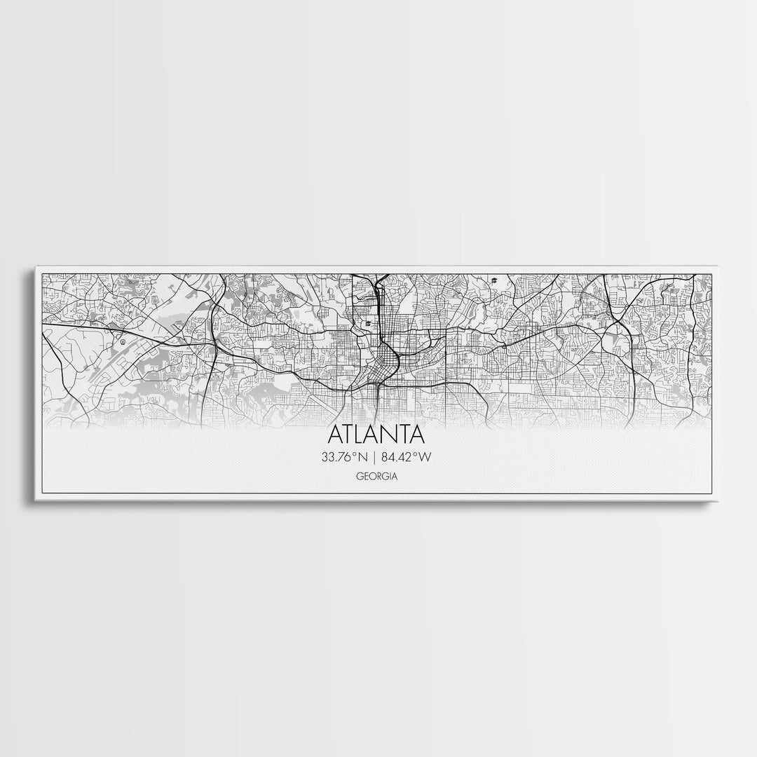 Panoramic Atlanta City Map, Georgia Art, Map Print, Minimalist Wall Art, Canvas Art, Housewarming Gift, Street Map Art, Closing Gift