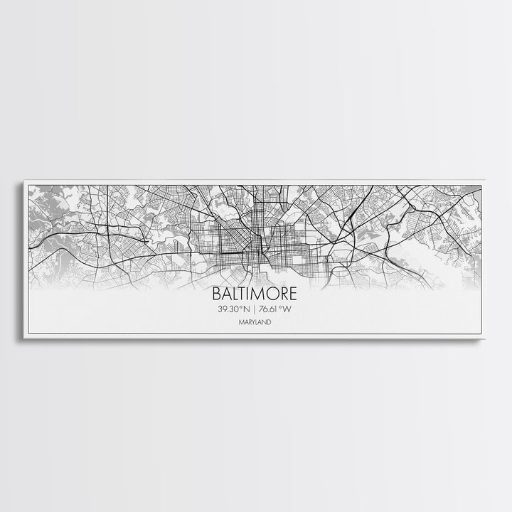 Panoramic Baltimore City Map, Maryland Art, Map Print, Minimalist Wall Art, Canvas Art, Housewarming Gift, Street Map Art, Closing Gift