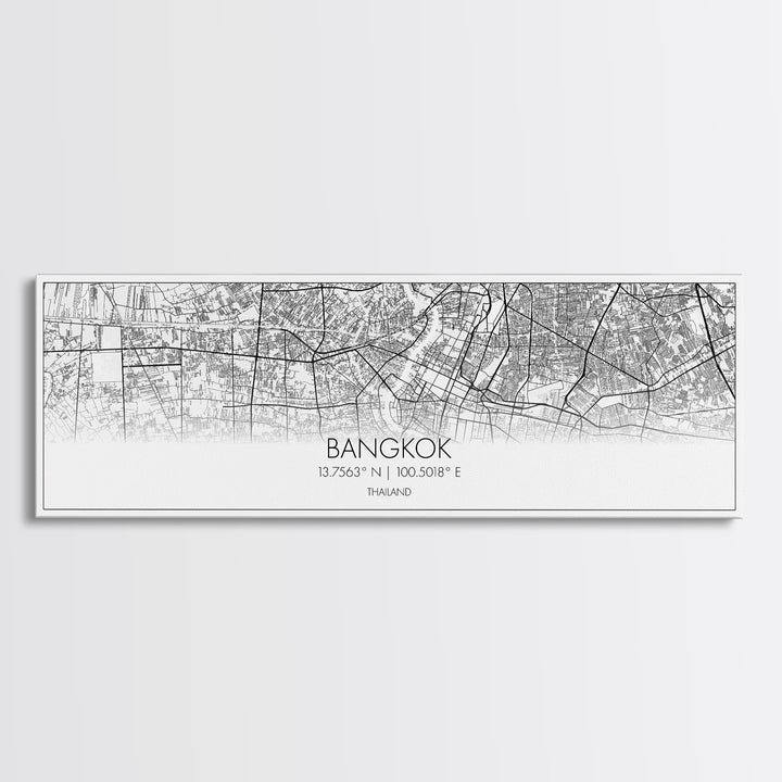 Panoramic Bangkok City Map, Thailand Art, Map Print, Minimalist Wall Art, Canvas Art, Housewarming Gift, Street Map Art, Closing Gift