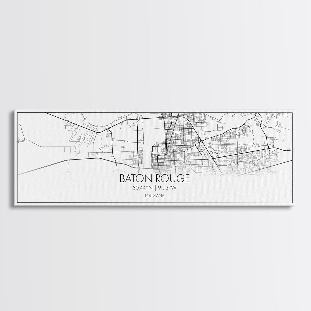 Panoramic Baton Rouge City Map, Louisiana Art, Map Print, Minimalist Wall Art, Canvas Art, Housewarming Gift, Street Map Art, Closing Gift