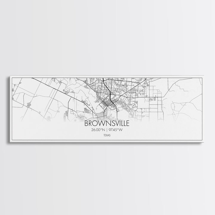 Panoramic Brownsville City Map, Texas Art, Map Print, Minimalist Wall Art, Canvas Art, Housewarming Gift, Street Map Art, Closing Gift