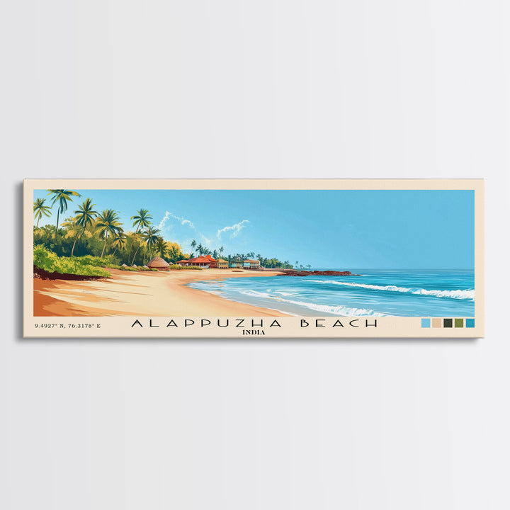 Alappuzha Beach, India Panoramic Print, Vacation Gift, India Wall Art, Beach Painting, Beach Decor, Large Wall Art, Wood Frame Art