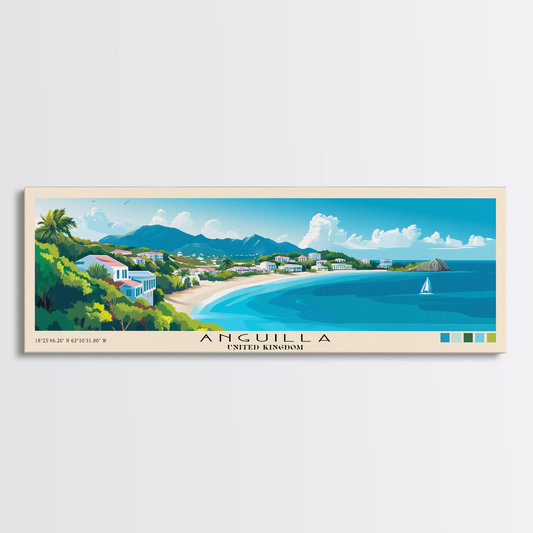 Anguilla, United Kingdom Panoramic Print, Vacation Gift, United Kingdom Wall Art, Vacation Wall Art, Vacatation Memories, Beach Decor, Beach Or Lakehouse Art