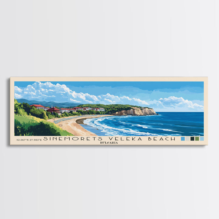 Sinemorets Veleka Beach, Bulgaria Panoramic Print, Vacation Gift, Bulgaria Wall Art, Beach Painting, Beach Decor, Beach Or Lakehouse Art