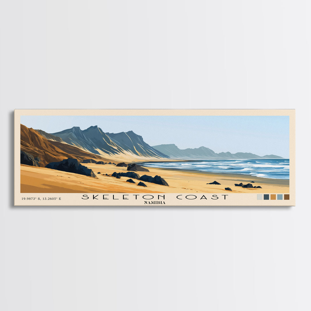 Skeleton Coast, Namibia Panoramic Print, Vacation Gift, Namibia Wall Art, Beach Painting, Beach Decor, Large Wall Art, Wood Frame Art