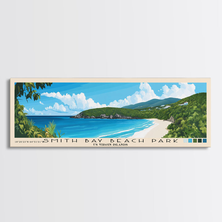 Smith Bay Beach Park, US Virgin islands Panoramic Print, Vacation Gift, US Virgin islands Wall Art, Vacation Wall Art, Vacatation Memories, Beach Decor, Beach Or Lakehouse Art