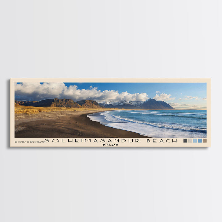 Solheimasandur Beach, Iceland Panoramic Print, Vacation Gift, Iceland Wall Art, Beach Painting, Beach Decor, Beach Or Lakehouse Art