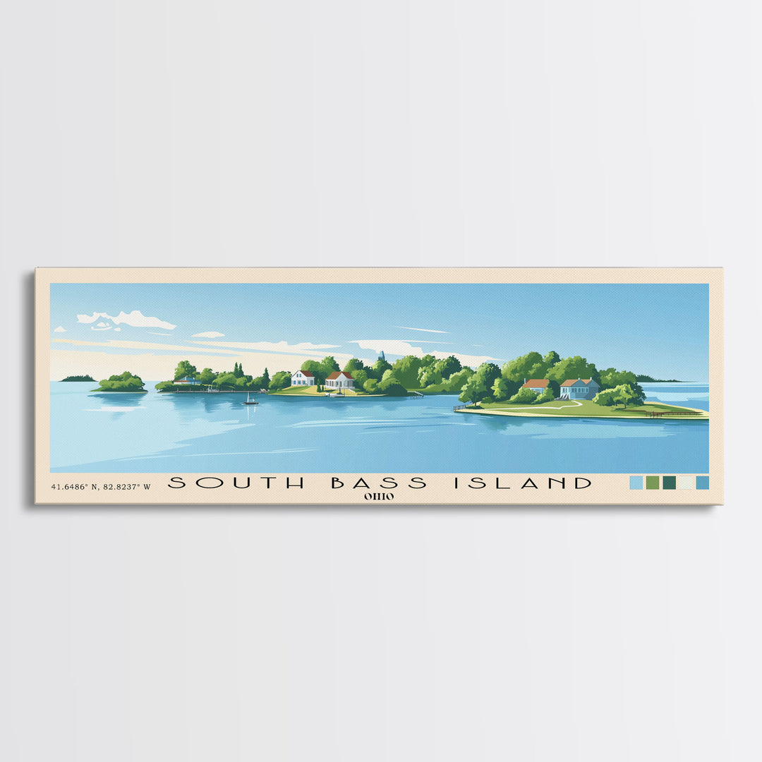 South Bass Island, Ohio Panoramic Print, Vacation Gift, Ohio Wall Art, Beach Painting, Beach Decor, Large Wall Art, Wood Frame Art