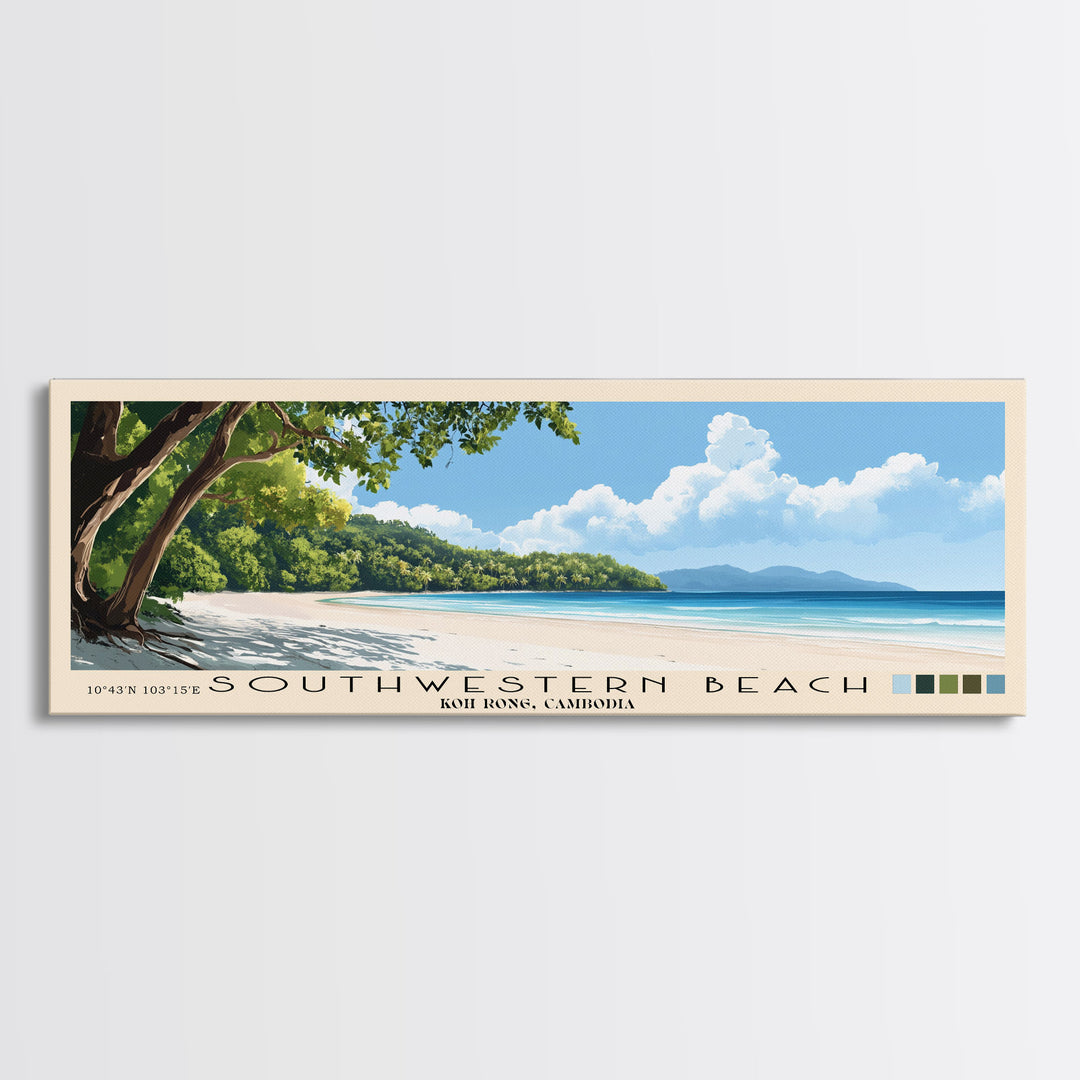 Southwestern Beach, Koh Rong, Cambodia Panoramic Print, Vacation Gift, Koh Rong, Cambodia Wall Art, Vacation Wall Art, Vacatation Memories, Beach Decor, Beach Or Lakehouse Art