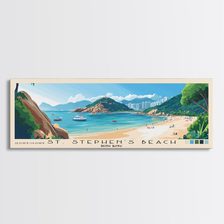 St. Stephen's Beach, Hong Kong Panoramic Print, Vacation Gift, Hong Kong Wall Art, Vacation Wall Art, Vacatation Memories, Beach Decor, Beach Or Lakehouse Art