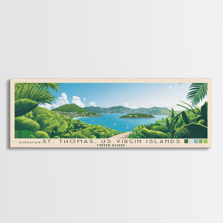 St. Thomas, US Virgin Islands, United States Panoramic Print, Vacation Gift, United States Wall Art, Beach Painting, Beach Decor, Beach Or Lakehouse Art