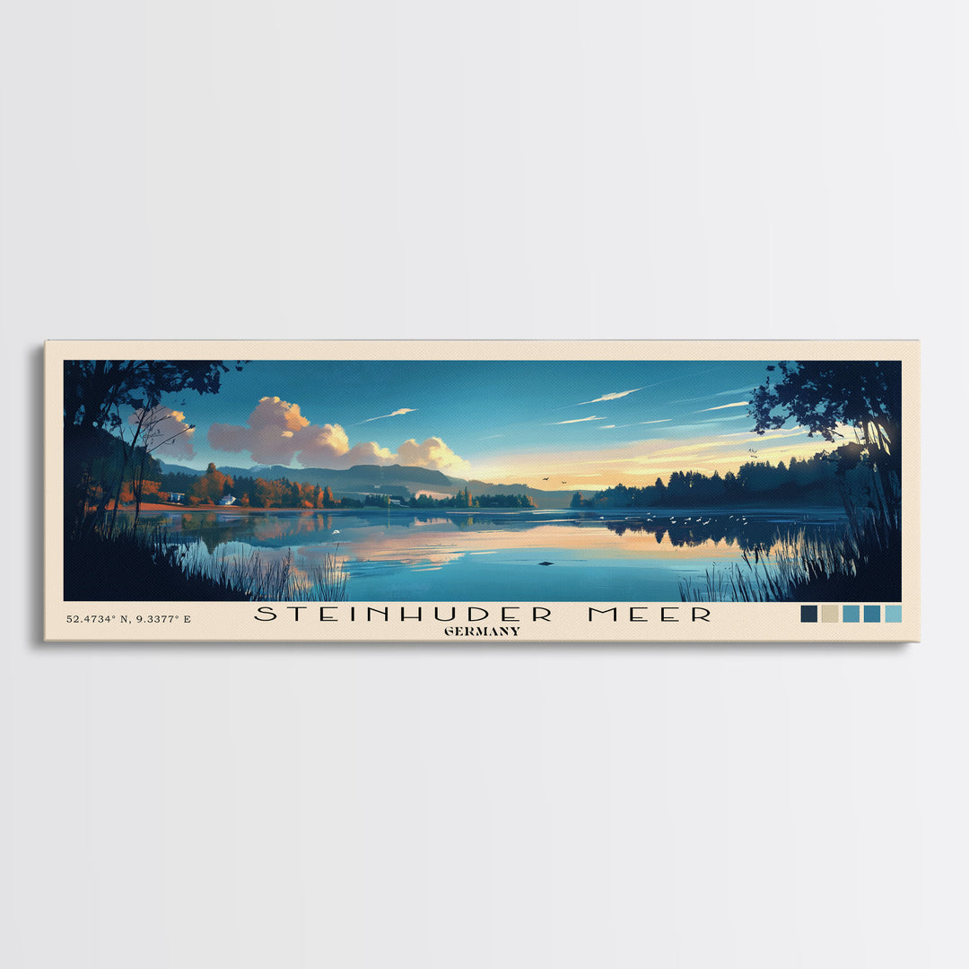 Steinhuder Meer, Germany Panoramic Beach Print, Vacation Gift, Germany Wall Art, Framed Canvas Print, Framed Beach Painting