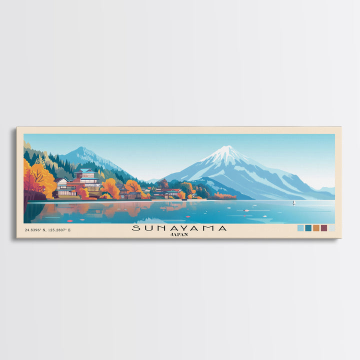 Sunayama, Japan Panoramic Beach Print, Vacation Gift, Japan Wall Art, Framed Canvas Print, Framed Beach Painting