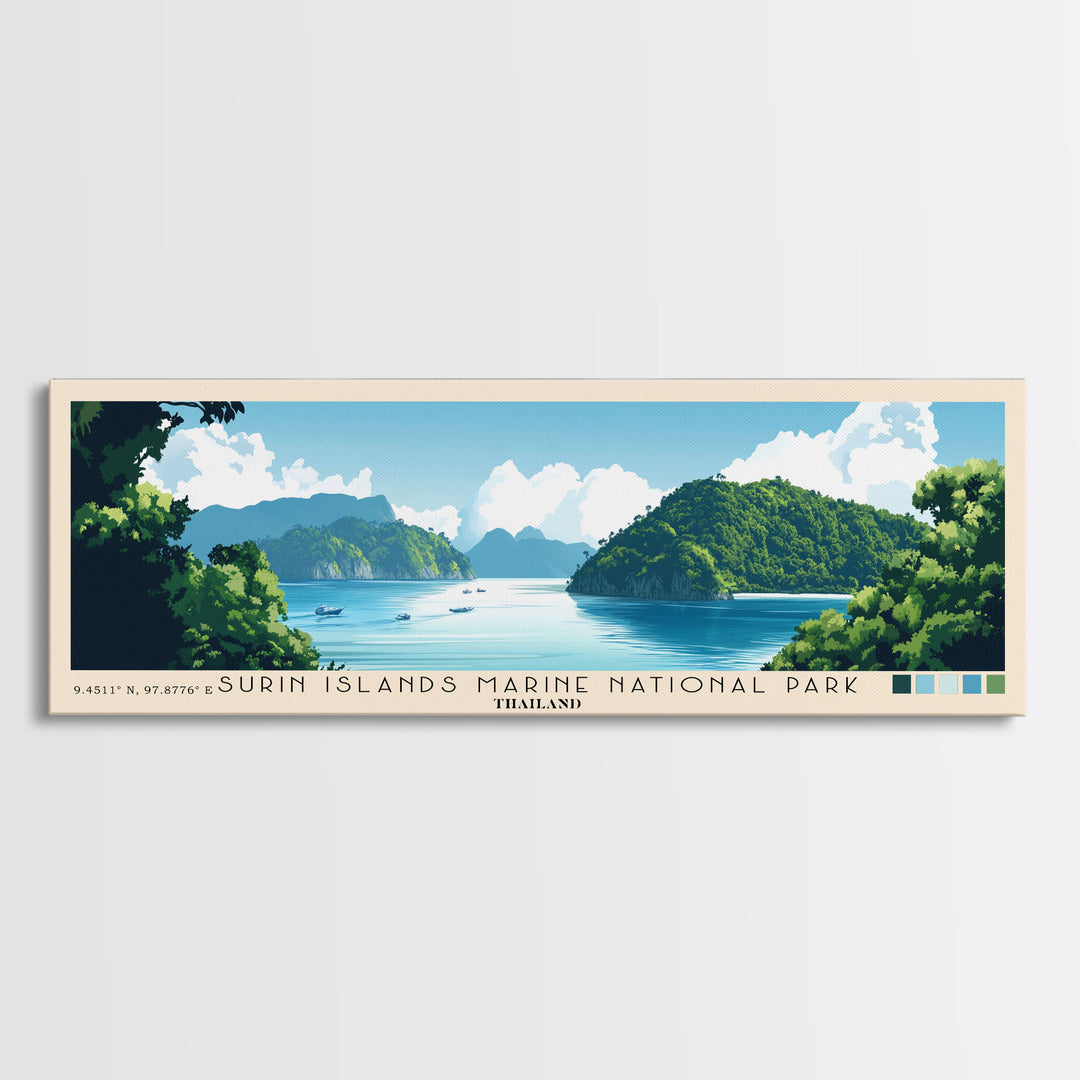 Surin Islands Marine National Park, Thailand Panoramic Print, Vacation Gift, Thailand Wall Art, Beach Painting, Beach Decor, Large Wall Art, Wood Frame Art