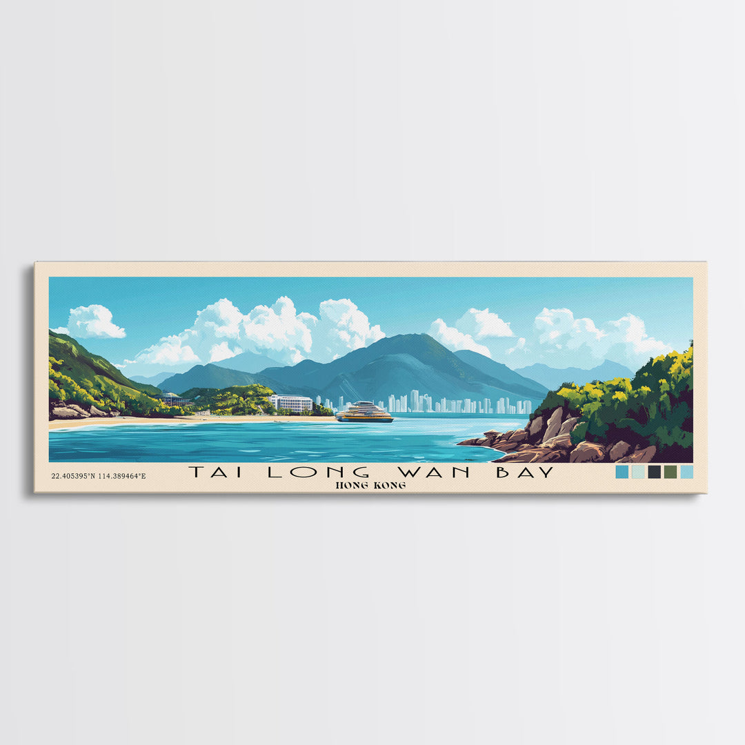 Tai Long Wan Bay, Hong Kong Panoramic Print, Vacation Gift, Hong Kong Wall Art, Beach Painting, Beach Decor, Beach Or Lakehouse Art