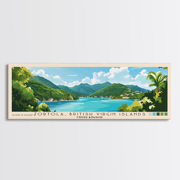 Tortola, British Virgin Islands , United Kingdom Panoramic Print, Vacation Gift, United Kingdom Wall Art, Beach Painting, Beach Decor, Beach Or Lakehouse Art