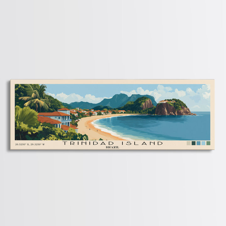 Trinidad Island, Brazil Panoramic Print, Vacation Gift, Brazil Wall Art, Beach Painting, Beach Decor, Large Wall Art, Wood Frame Art