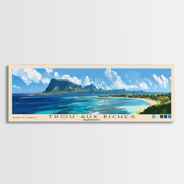 Trou aux Biches, Mauritius Panoramic Print, Vacation Gift, Mauritius Wall Art, Beach Painting, Beach Decor, Beach Or Lakehouse Art