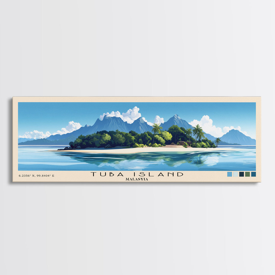 Tuba Island, Malasyia Panoramic Print, Vacation Gift, Malasyia Wall Art, Beach Painting, Beach Decor, Beach Or Lakehouse Art