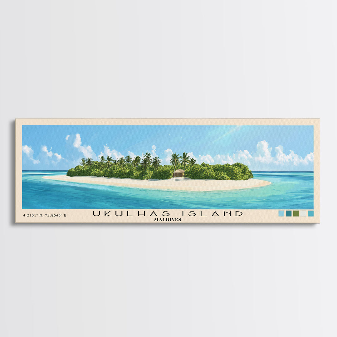 Ukulhas Island, Maldives Panoramic Print, Vacation Gift, Maldives Wall Art, Vacation Wall Art, Vacatation Memories, Beach Decor, Beach Or Lakehouse Art