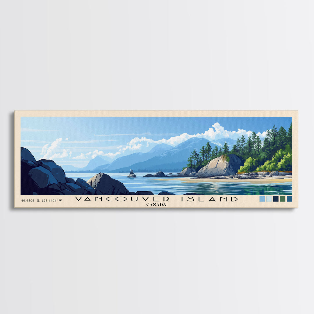 Vancouver Island, Canada Panoramic Beach Print, Vacation Gift, Canada Wall Art, Framed Canvas Print, Framed Beach Painting