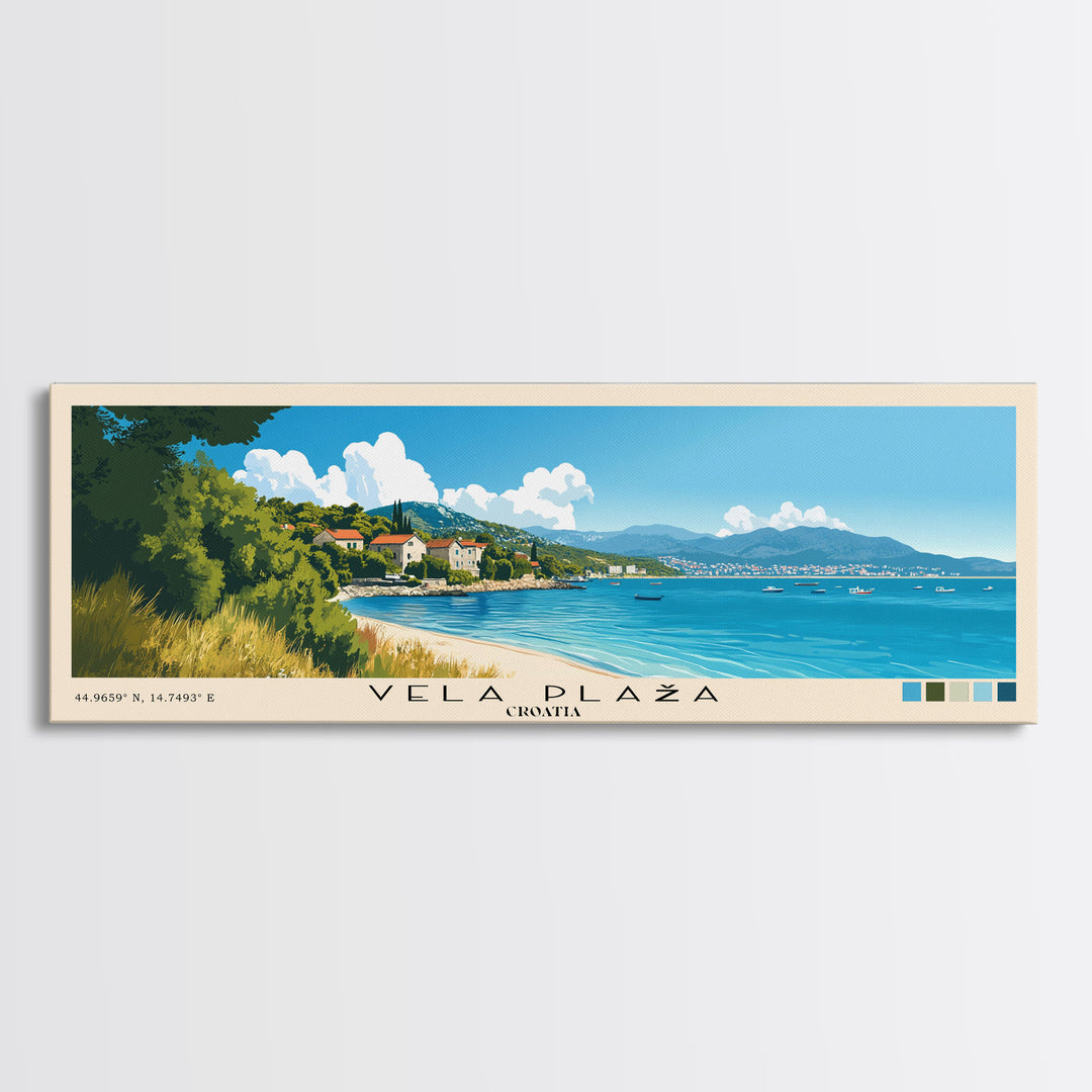 Vela Plaža, Croatia Panoramic Print, Vacation Gift, Croatia Wall Art, Beach Painting, Beach Decor, Beach Or Lakehouse Art