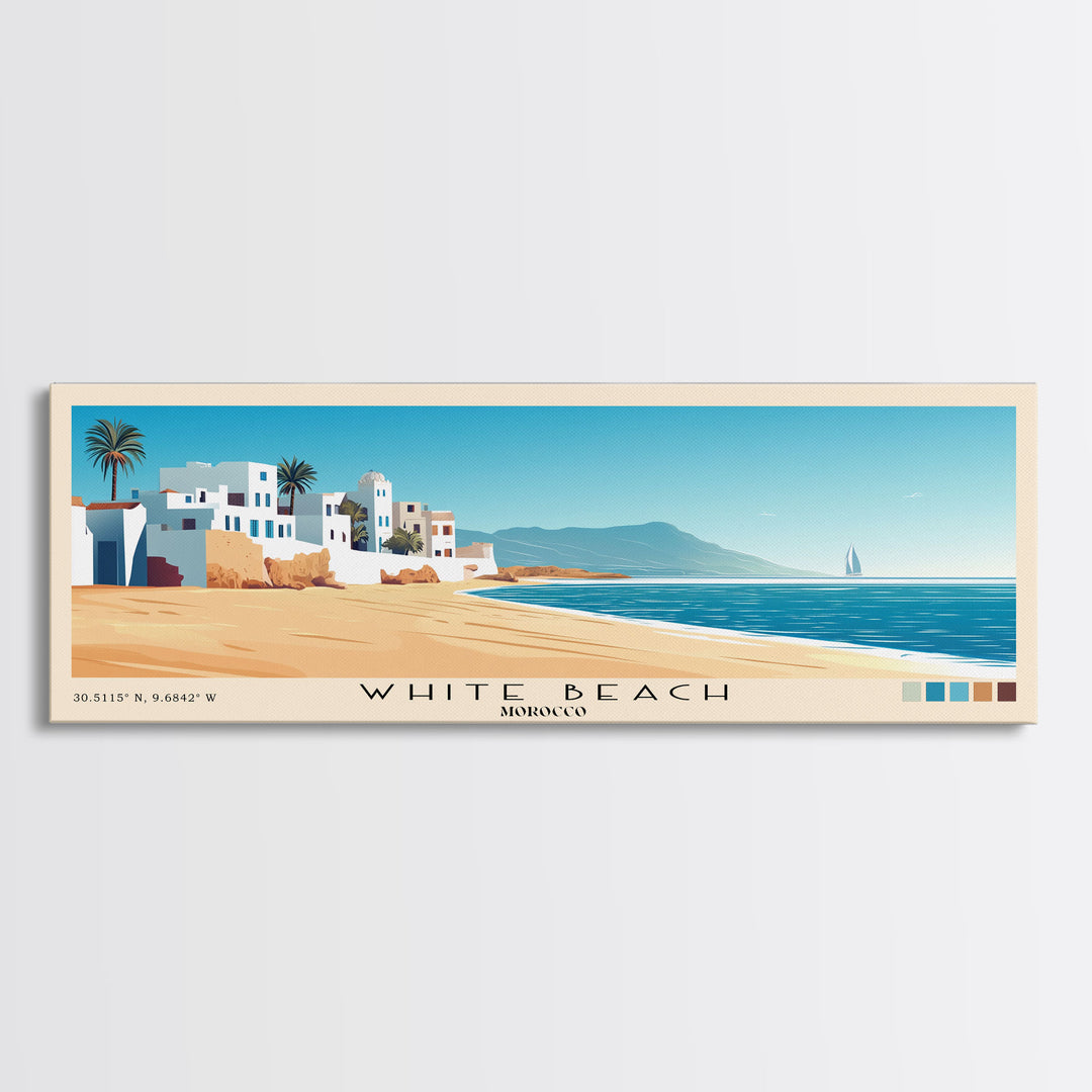 White Beach, Morocco Panoramic Print, Vacation Gift, Morocco Wall Art, Vacation Wall Art, Vacatation Memories, Beach Decor, Beach Or Lakehouse Art