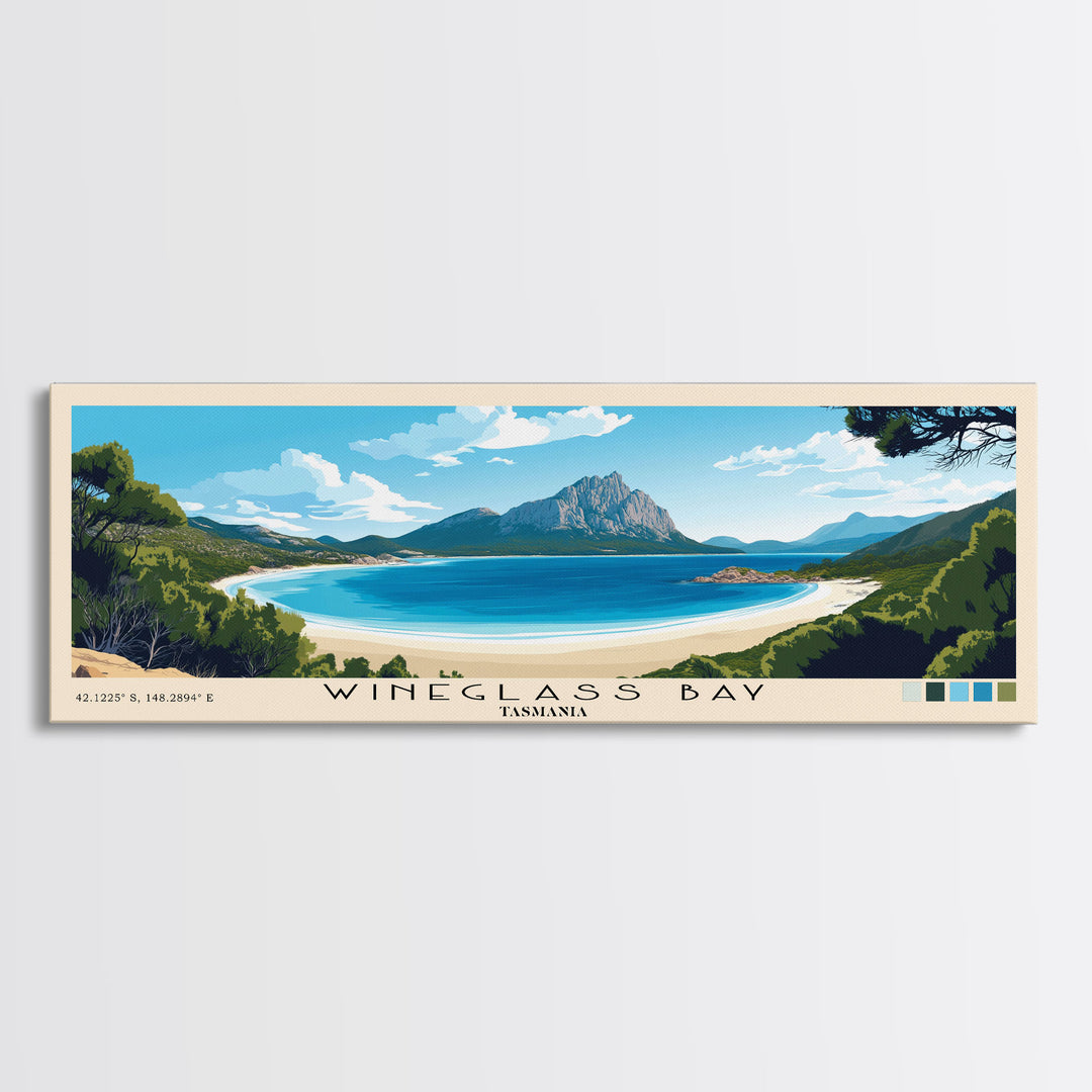 Wineglass Bay, Tasmania Panoramic Print, Vacation Gift, Tasmania Wall Art, Vacation Wall Art, Vacatation Memories, Beach Decor, Beach Or Lakehouse Art