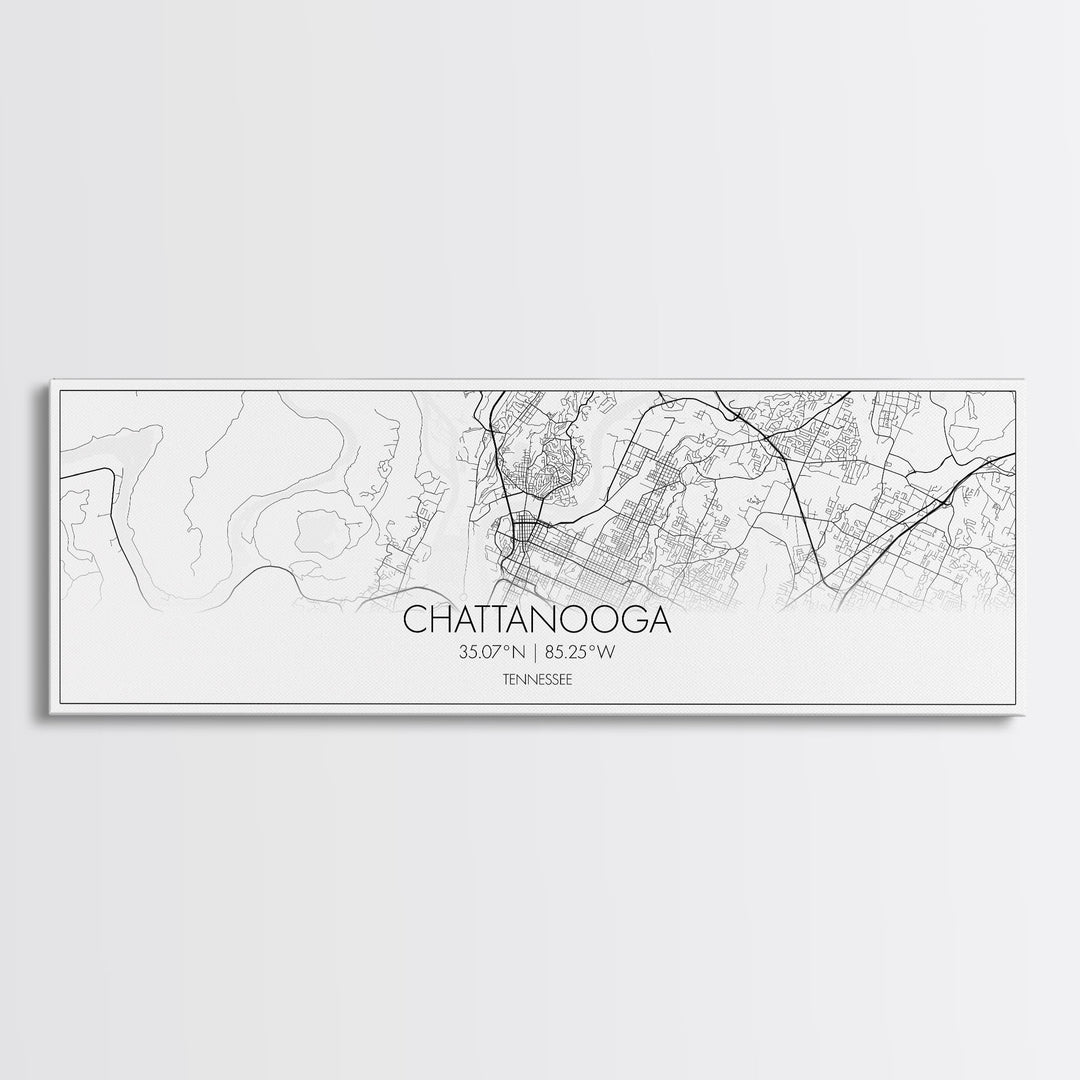 Panoramic Chattanooga City Map, Tennessee Art, Map Print, Minimalist Wall Art, Canvas Art, Housewarming Gift, Street Map Art, Closing Gift