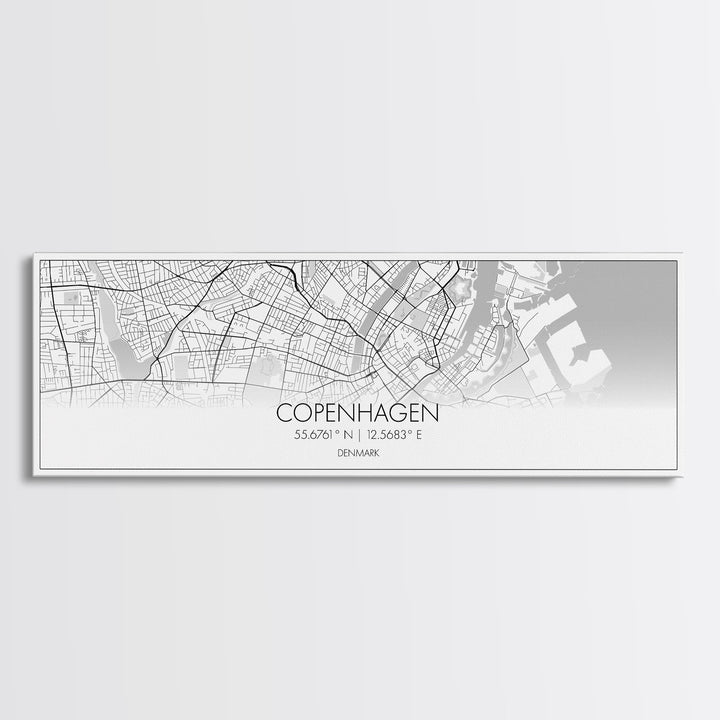 Panoramic Copenhagen City Map, Denmark Art, Map Print, Minimalist Wall Art, Canvas Art, Housewarming Gift, Street Map Art, Closing Gift