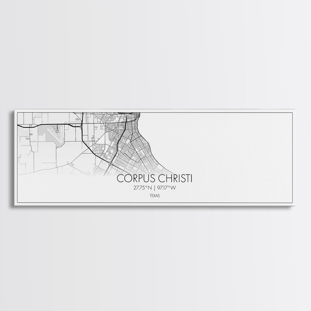 Panoramic Corpus Christi City Map, Texas Art, Map Print, Minimalist Wall Art, Canvas Art, Housewarming Gift, Street Map Art, Closing Gift